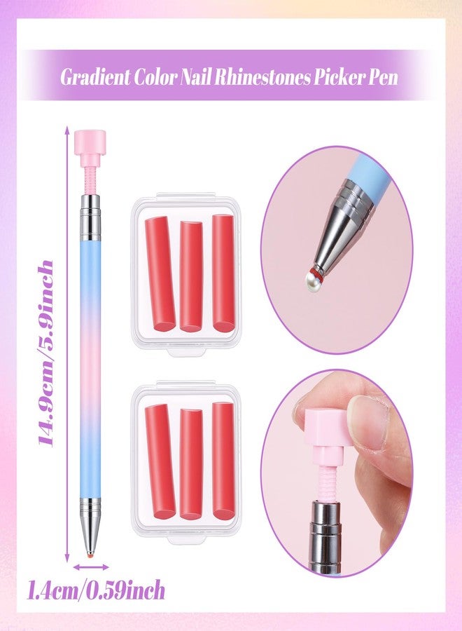 DOPENSPI 1PCS Rhinestone Picker Tool, Refillable Wax Pen with 6PCS Wax Refills Diamonds Art Pens Rhinestone Pickup Tool Nail Diamond Arts Painting Dotting Pen for Nail and Diamond Art Paint - Image 2